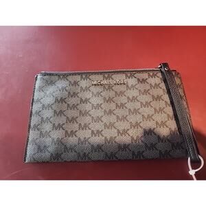 MICHAEL KORS WOMEN LARGE TOP ZIP POUCH WRISTLET WALLET CLUTCH BAG PURSE ADMIRAL